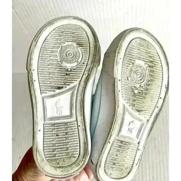 POLO Ralph Lauren Infant Leather Sneakers Shoes Size 5 White Pink Pony - Picture 6 of 7